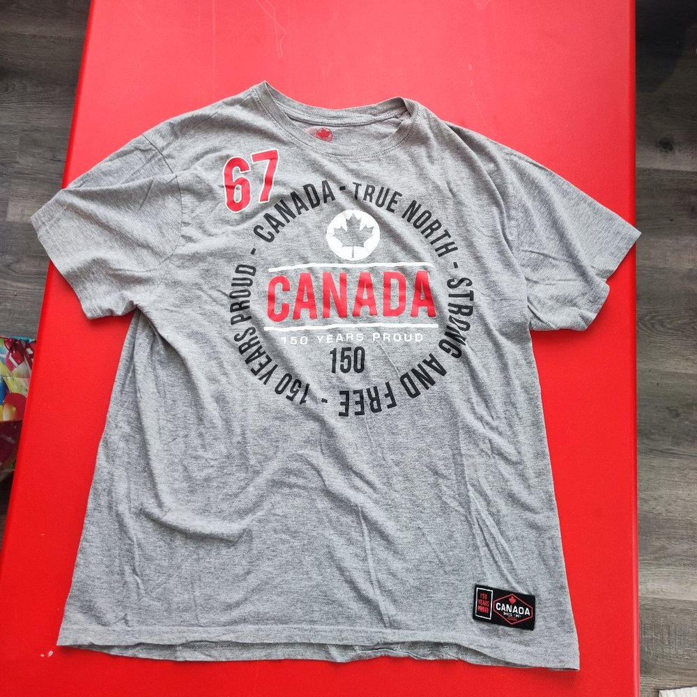 Canada 150 years proud T-shirt grey men's size L